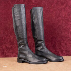Stuart Weitzman Wmn Gisele 5050 Collection Black Leather Slip Knee Boots sz 8.5